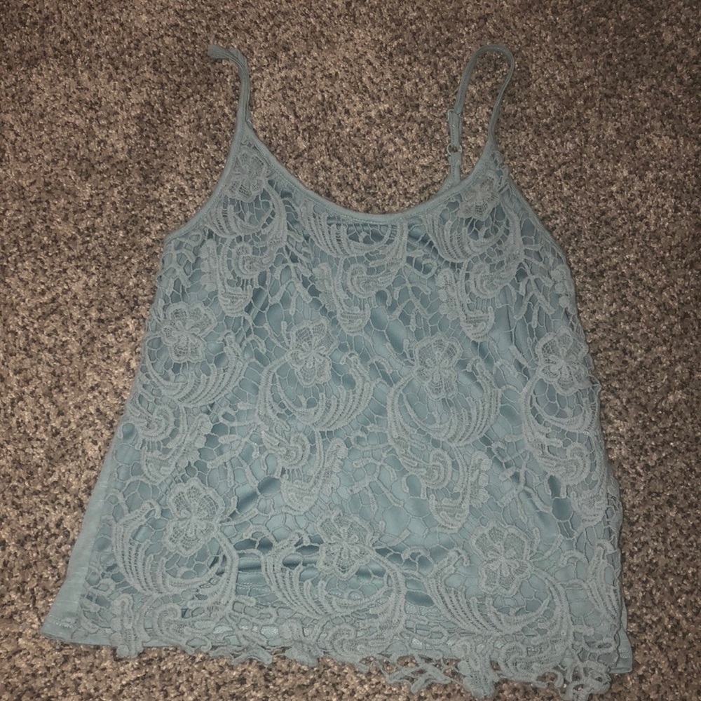 Blue crochet tank top